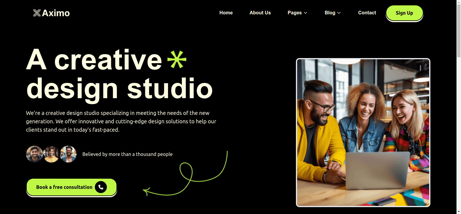 Aximo Landing Page